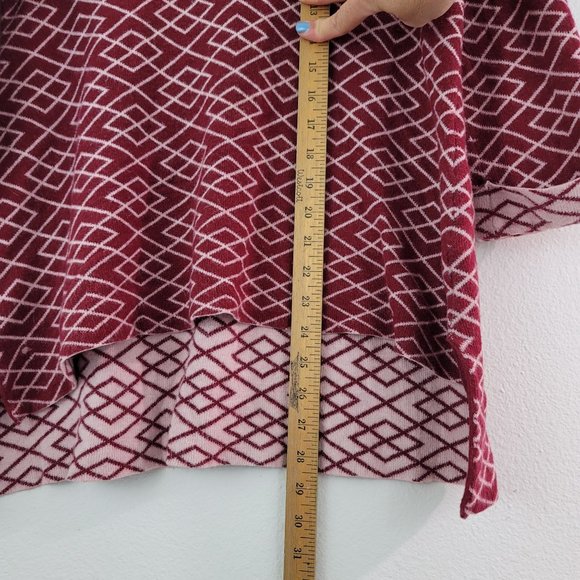 Anthropologie MOTH Maroon Ivory 3/4 Sleeve Alpaca Viscose Retro Geo Sweater Sz S - Picture 6 of 12